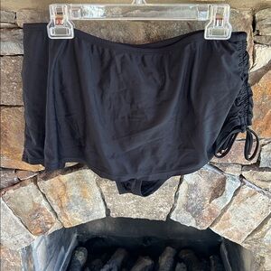 Black Skirted Swim Skort with Side Tie; Size Large (12-14); Like New!